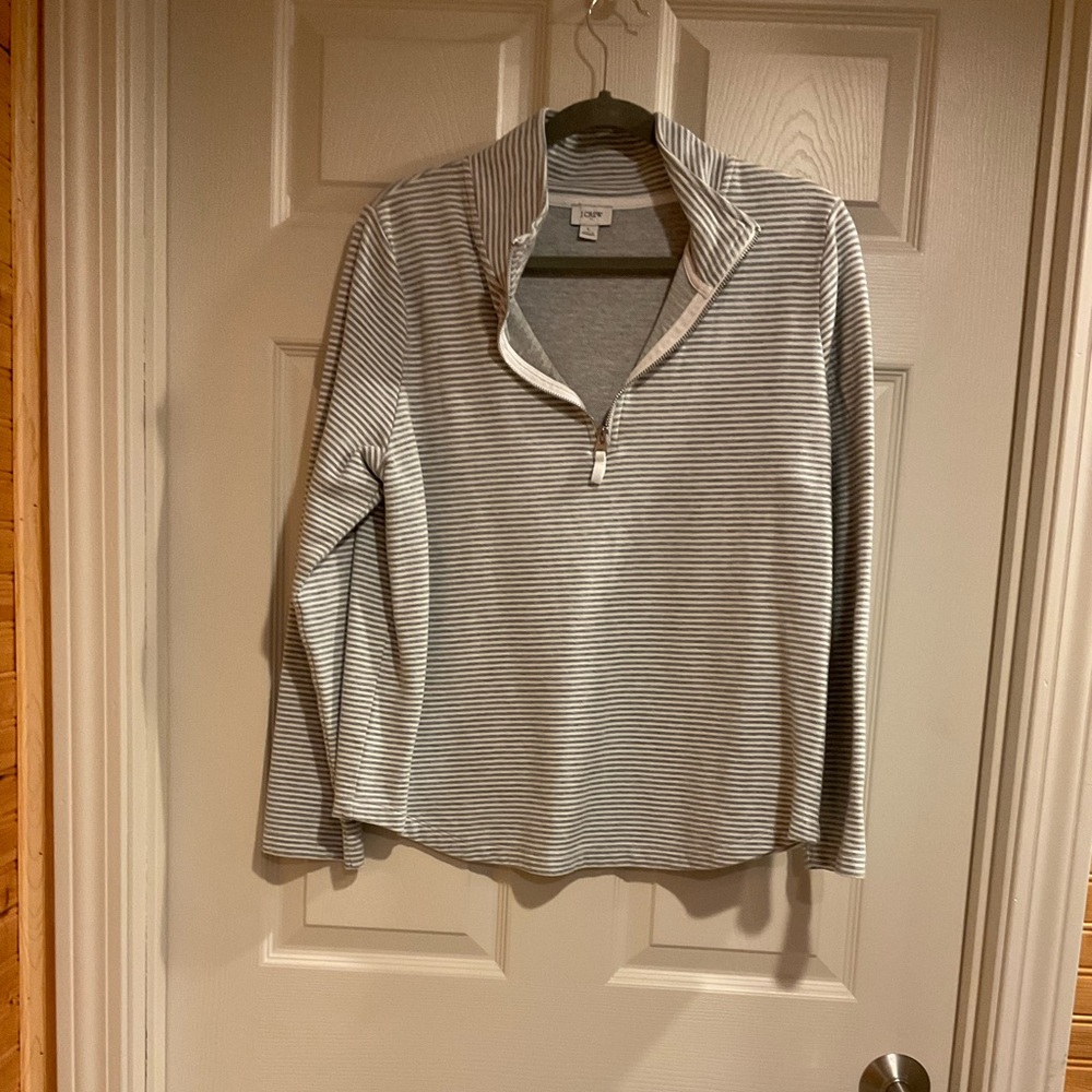 J. Crew Heather Gray and Cream Knit Top